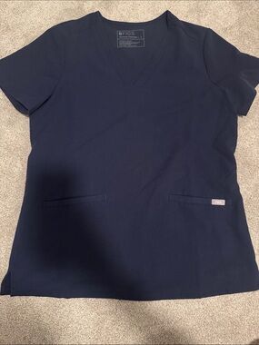 FIGS Navy Short Sleeve V-Neck Scrub Top